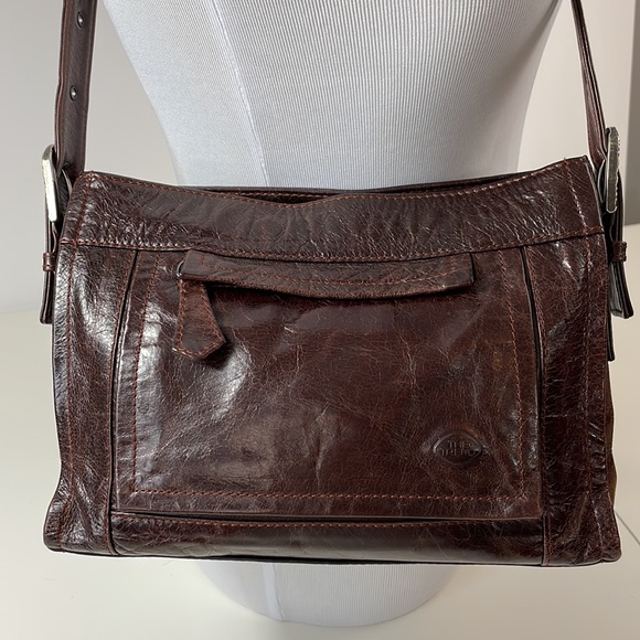 THE TREND brown Leather crossbody / shoulder bag - Picture 5 of 16